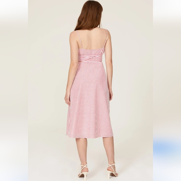 Jason Wu Red Stripe Tie Midi Dress Size 0 - Picture 4 of 7